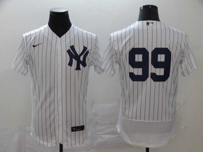 Men New York Yankees #99 Judge White stripes Nike Elite MLB Jerseys